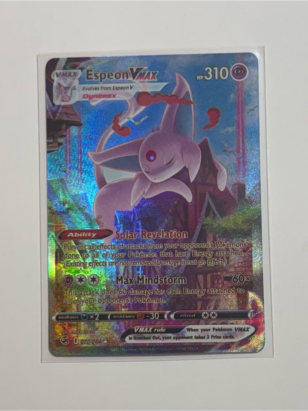 Espeon VMAX Alt Art 270/264 Swsh08 Fusion Strike Holo, Fan Art, DIY Custom Card